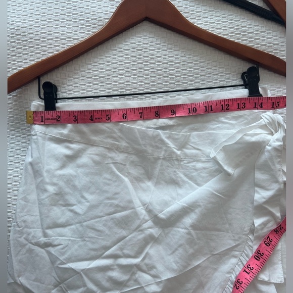 Vince Camuto Ruffle Detail Cotton Wrap Midi Skirt in Ultra White NWT - Picture 11 of 14